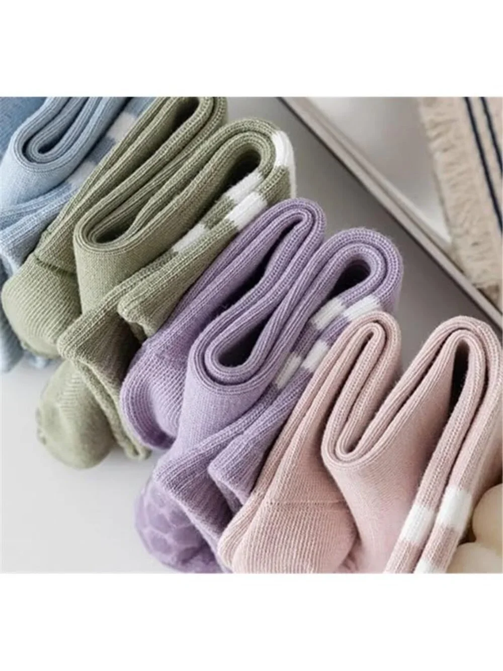 8 Pairs Long Yoga Socks with Grip for Women Anti Skid Gripper Socks No